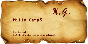 Milla Gergő névjegykártya